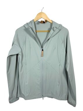 Indyeva Hooded Windbreaker Jacket Gray Lightweight Zip Pockets Size M